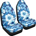 thumbnail image 3 of POLERO Blue Tropical Hibiscus Floral Print Polyester Front Seat Cover Auto Interior Decor, Washable Vehicle Seat Covers for Men, Set of 2 Seat Protector, 3 of 9