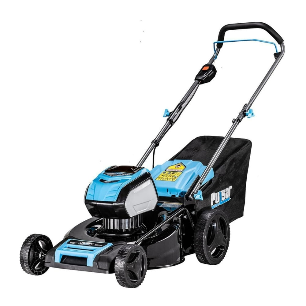 Pulsar 20” 56V Battery Powered Push Lawn Mower, Cordless, with Rear Bag, Lithium-Ion, Blue