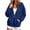 Blue, variant on Womens Half Zip Hoodie Textured Drawstring Hoodie Jacket with Front Pocket Zip Mock Neck Fall Winter Loungewear Athletic Daily Outfits
