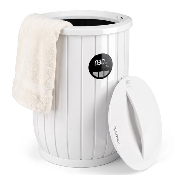 Costway Towel Warmer Heated Bucket with Auto Shut Off & Fragrance Tray, Timer, Child Lock White