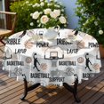 thumbnail image 4 of Basketball and Text White Pattern Round Tablecloth 70"x70", Wrinkle Resistant Wipeable Table Cover for Kitchen Dining Room Picnic Patio and Party, 4 of 6