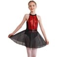 thumbnail image 2 of vastwit Kids Girls Sequins Ballet Gymnastics Leotard Dress Sleeveless Bodysuit Latin Jazz Dancewear Red 6, 2 of 7