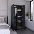 thumbnail image 7 of Armoires & Wardrobes | 70.8" 4-Door Black Wardrobe Closet with 6 Shelves & 2 Hanging Rods | Particle Board, 7 of 7