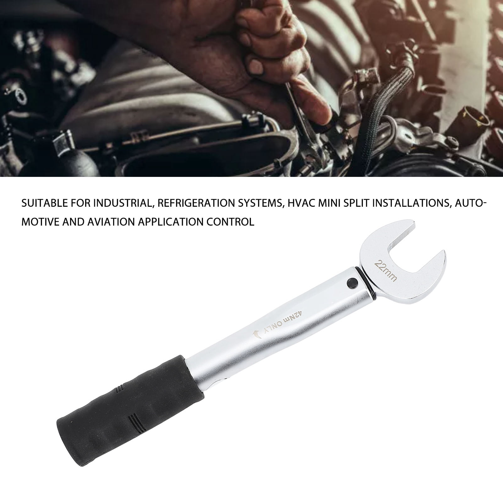 LAZIOEGR High Strength Tool Steel Open End Torsion Wrench 22mm (0.87 inches) 42Nm Torque Hand Tool for Air Conditioner Automotive Motorcycle Repair