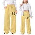 thumbnail image 4 of RUTAYY Children Girls Joggers Bow Detail Loose Fit Straight Leg Pants with Back Pocket Soft Comfortable Chic Elegant Trousers, 4 of 4