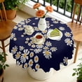 thumbnail image 4 of Round Tablecloth Floral Print Daisy 60 Inch Table Cover Wrinkle Free Dining Kitchen, 4 of 5