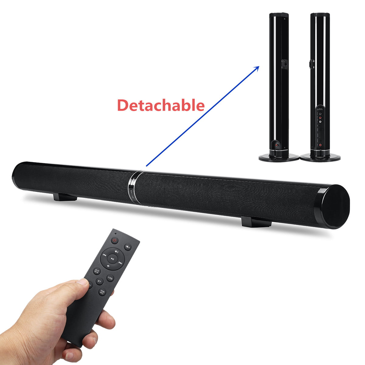 Sound Bar Wireless & Wired Bluetooth 5.0 Audio Speakers for TV Remote Control 31.5-Inch 2.0 Channel Home Audio Sound Bar Built-in Two Subwoofer Optical/Aux/Line in/RCA/USB/SD Connection 