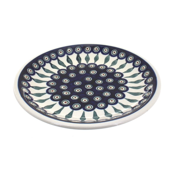 Blue Rose Polish Pottery Peacock Small Dinner Plate