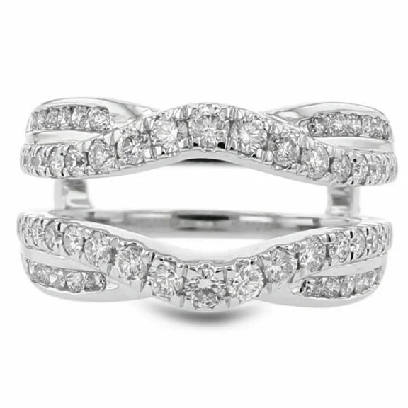 Forever Jewels 2.60Ct Round Moissanite Women Ring Guard Enhancer 14K White Gold Plated