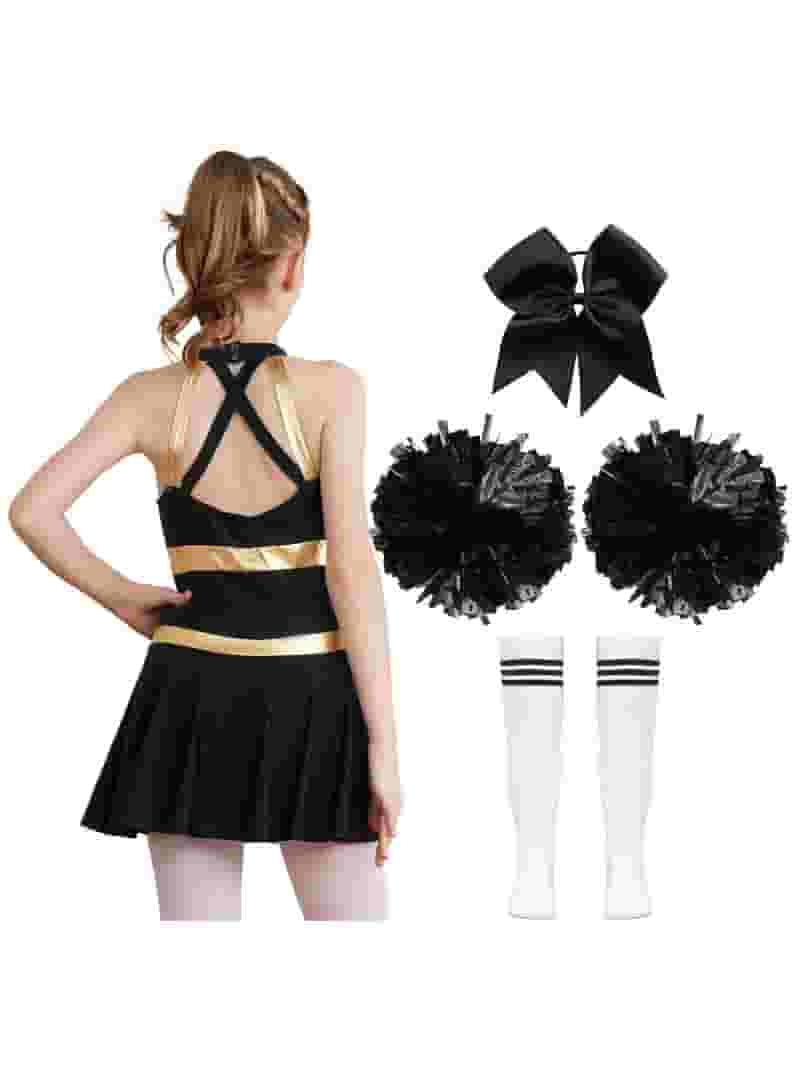 schoolgirls YEAHDOR Girls Cheer Leader Dance Outfit Uniform Halloween Fancy Dress Up  Teens Schoolgirls 6Pcs Outfit Set B White&Black 6 - Walmart.com