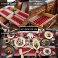 thumbnail image 3 of Red Striped Placemats for Dinning Table Set of 4, Modern Minimalist Gradient Lines Country Burlap Kitchen Place Mats Waterproof Cloth Table Mats, Indoor Outdoor Placemats Easy Clean Dinner Decor, 3 of 8