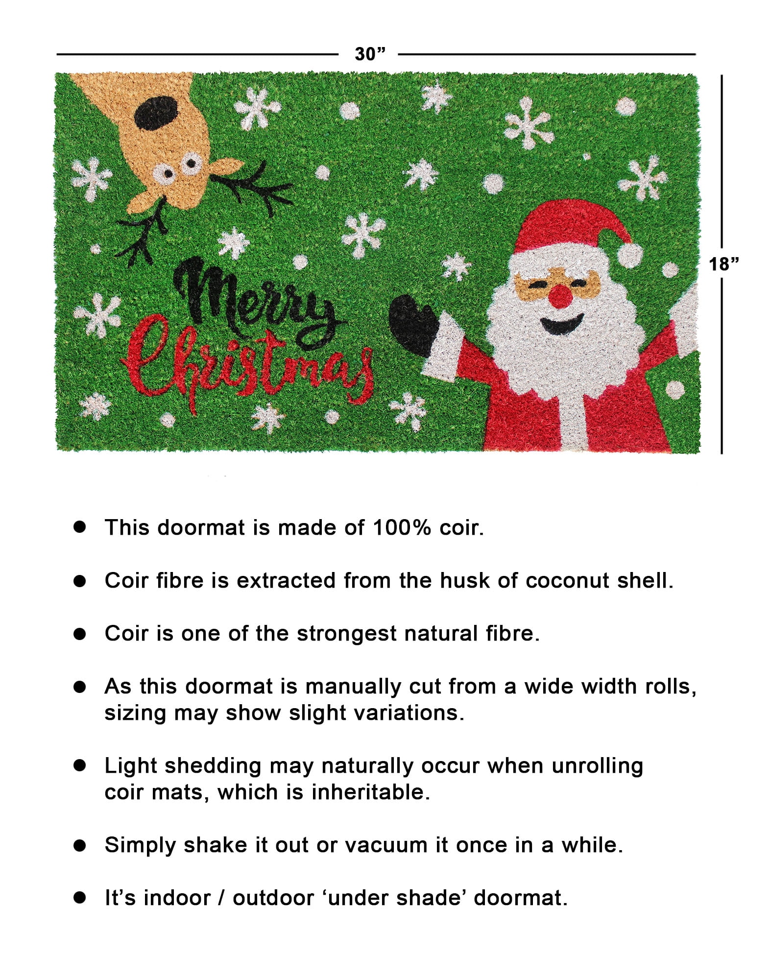 RugSmith Multi Machine Tufted Santa Merry Christmas Doormat, 18" x 30"