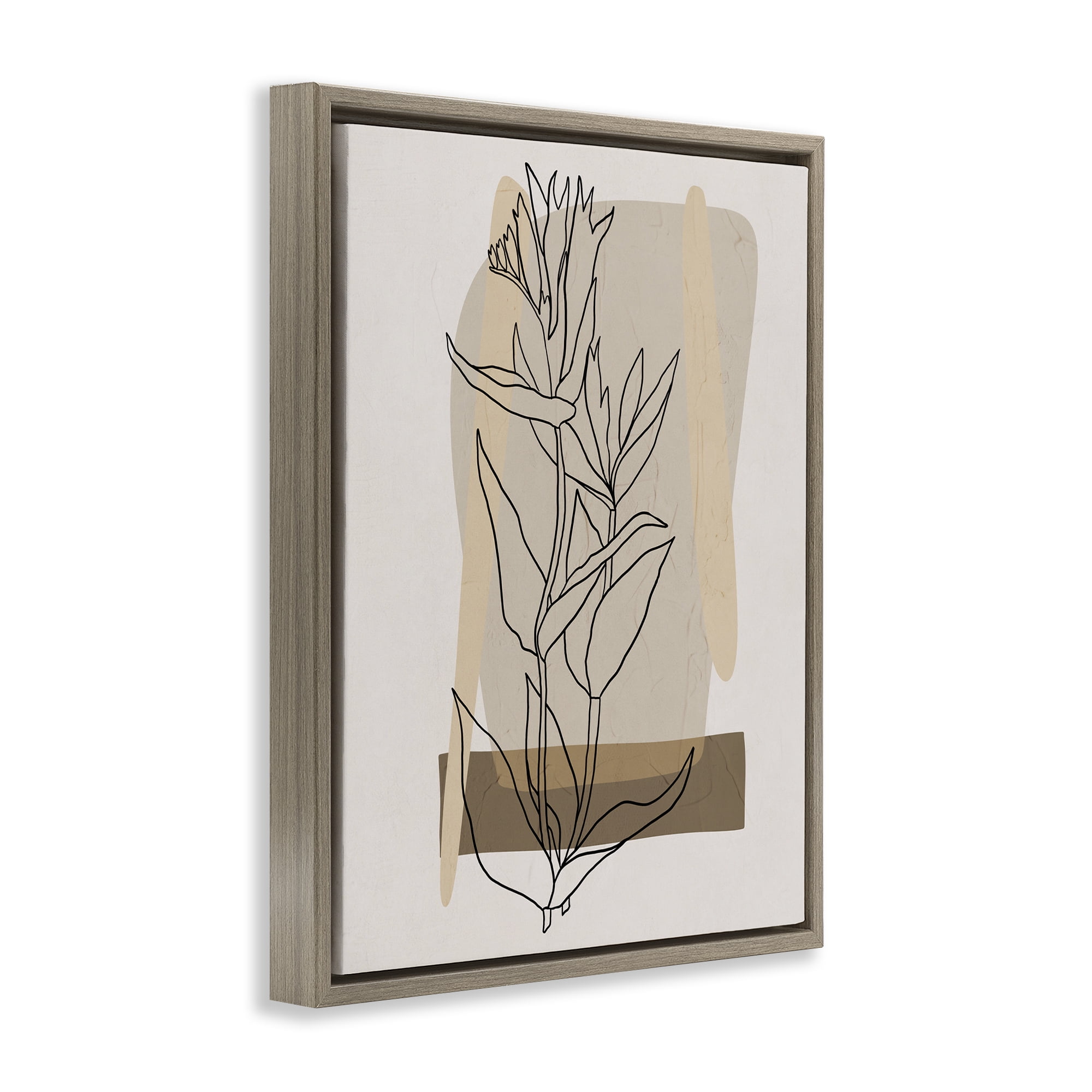 Stupell Industries Southwestern Plant Leaves Botanical & Floral Painting Brown Floater Framed Art Print Wall Art, 25 x 31