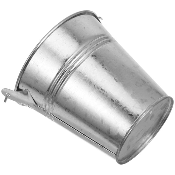 Pawsdot Galvanized Steel Metal Bucket Small Bucket Silver Storage 1Pcs
