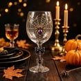 thumbnail image 3 of Halloween Wine Goblets,Clear Stemmed Glass with Spider and Star Pattern Decor,for Festival Dinner Table and Holiday Party Supplies, 3 of 5