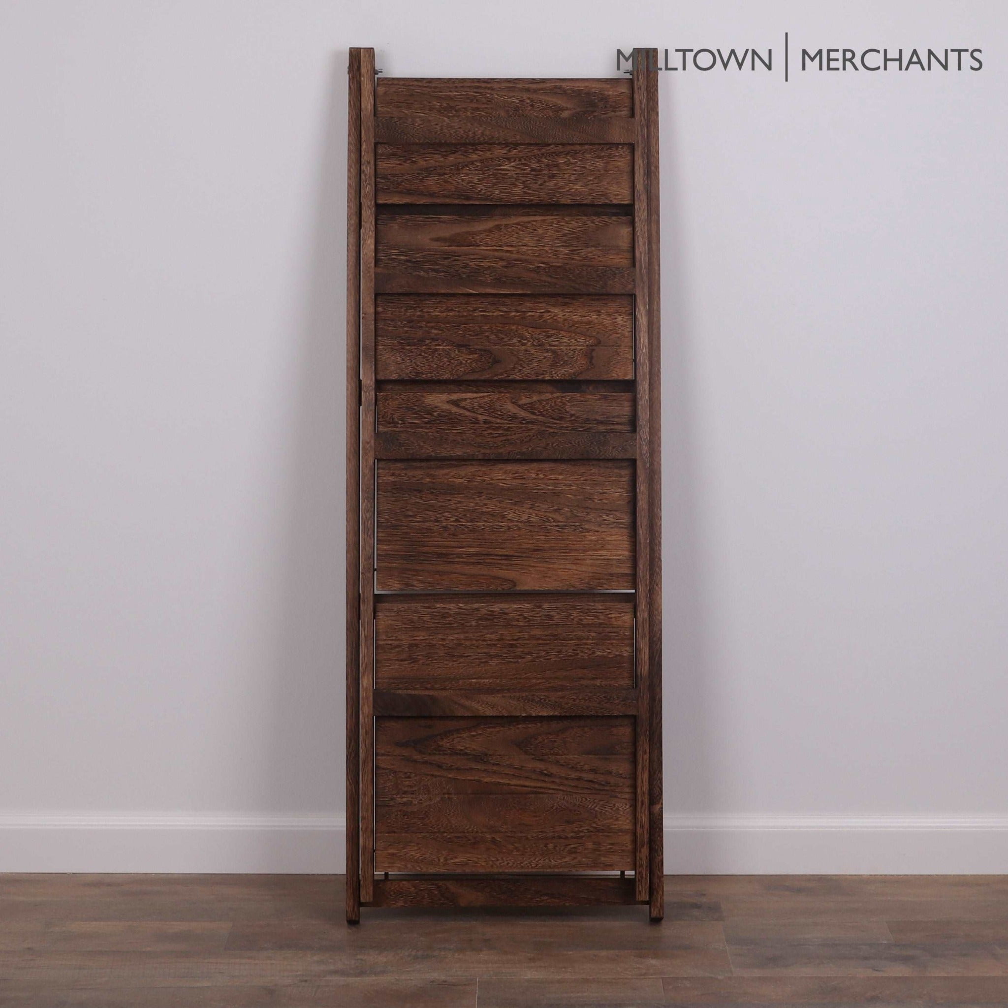 Milltown Merchants Distressed Ladder Shelf - Rustic Leaning Bookshelf - Brown