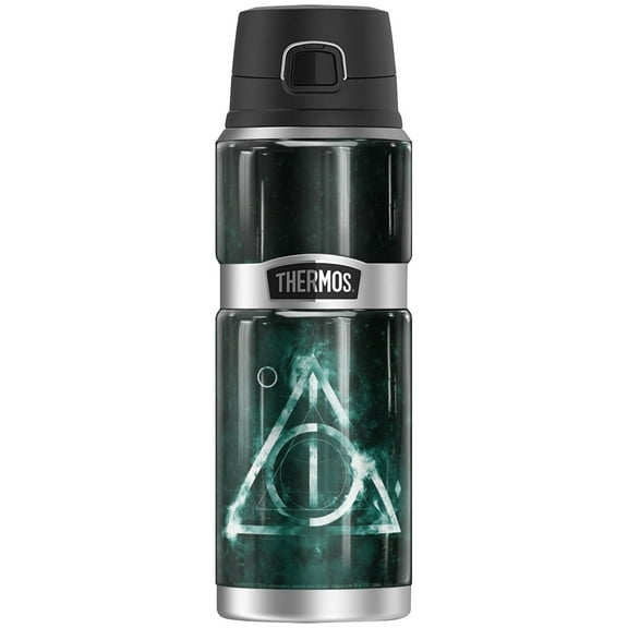 Harry Potter Deathly Hallows Logo, THERMOS STAINLESS KING Stainless Steel Drink Bottle, Vacuum insulated & Double Wall, 24oz