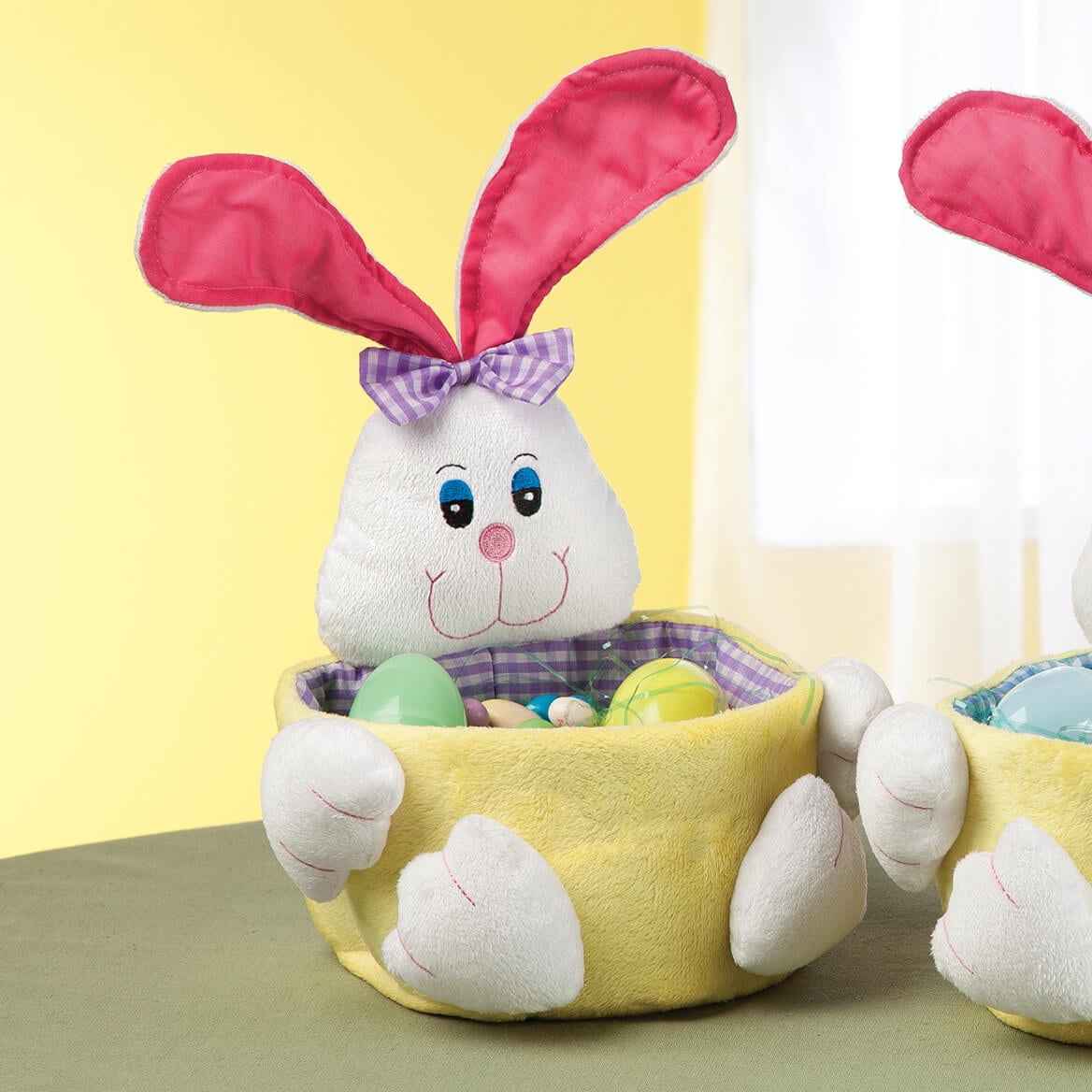 Plush Girl Easter Bunny Basket Tote, 11” High