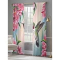 thumbnail image 5 of Bird Floral Sheer Curtains for Living Room Bedroom, Hummingbird Spring Decorative Pink Background Light Filtering Sheer Curtain Rod Pocket Voile Window Treaments Drapes, 52 x 108 Inches, 5 of 9