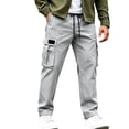 thumbnail image 2 of Mifsaly Mens Cargo Pants with Multi Pockets Elastic Waist Drawstring Utility Work Trousers Comfortable Relaxed Fit Outdoor Hiking Training Bottoms, 2 of 6