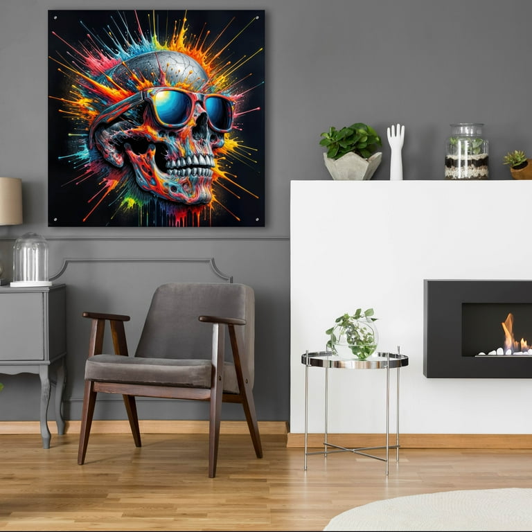 Epic Art 'Skull In Sunglases' by Rey Klimt Acrylic Glass Wall Art