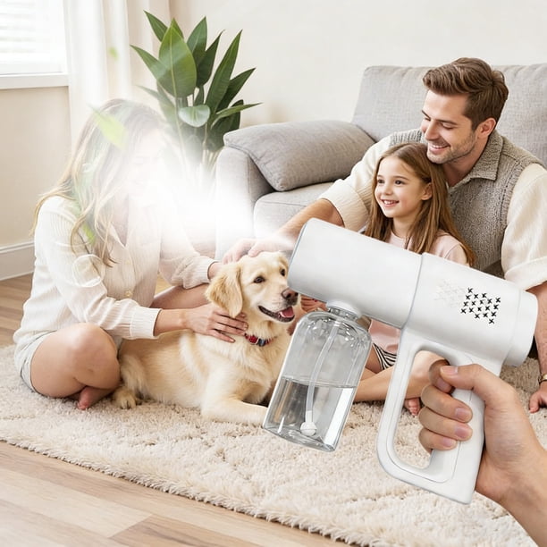 Dispositivo rociador inalámbrico de mano para desinfección en interiores con tecnología de luz azul, desinfectante electrónico portátil para superficies, diseño ergonómico
