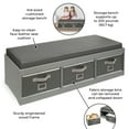 thumbnail image 2 of Badger Basket Children’s Wooden 17.3 gal Toy Storage Bench with Cushion and Fabric Bins, Gray, 2 of 7