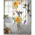 thumbnail image 2 of Split Shower Curtain for Transfer Bench, Spring Floral Fabric Shower Curtains for Bathroom, Summer Botanical Birds Vintage Tub Sliding Transfer Bench Waterproof Bath Curtains 72"x72", 2 of 9