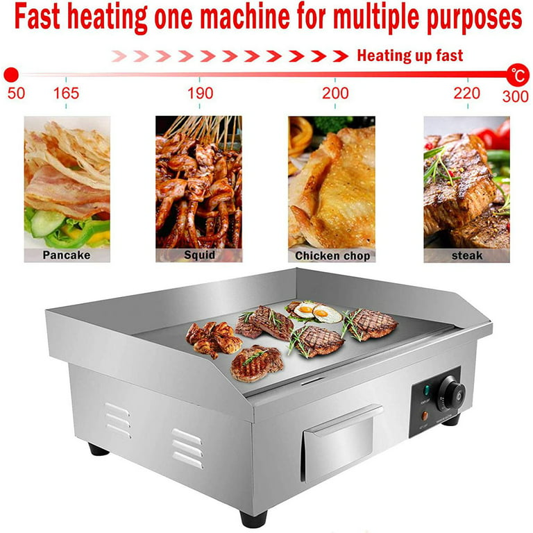 1500W 14 Electric Countertop Griddle Flat Top Commercial Restaurant Grill  BBQ