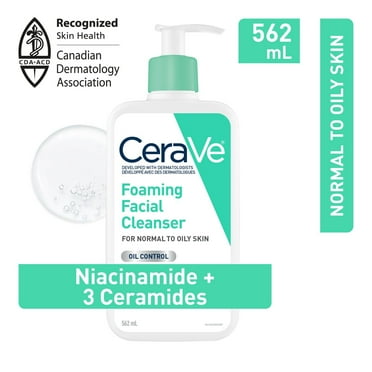 CeraVe Gentle Foaming Facial Cleanser With Niacinamide, Hyaluronic Acid and 3 Ceramides | Makeup Remover, Helps Prevent Clogged Pores & Control Oil and Sebum | Daily Face Wash for Normal to Oily Skin,, Gently Cleanses and Removes Oil