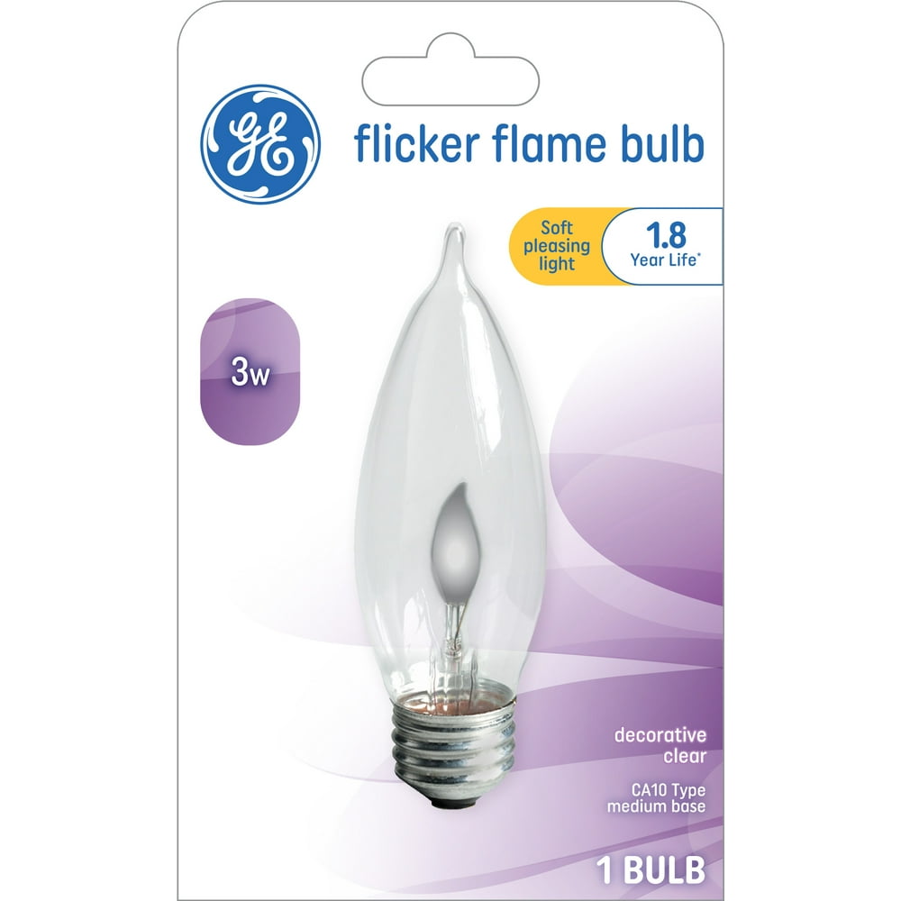 GE Incandescent 3Watt, Crystal Clear Decorative Flicker Flame Light