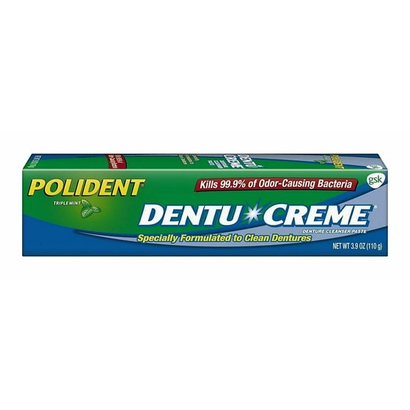 Polident Dentu Creme Denture Cleanser Paste Freshness Triple Mint 3.9oz 3 Pack