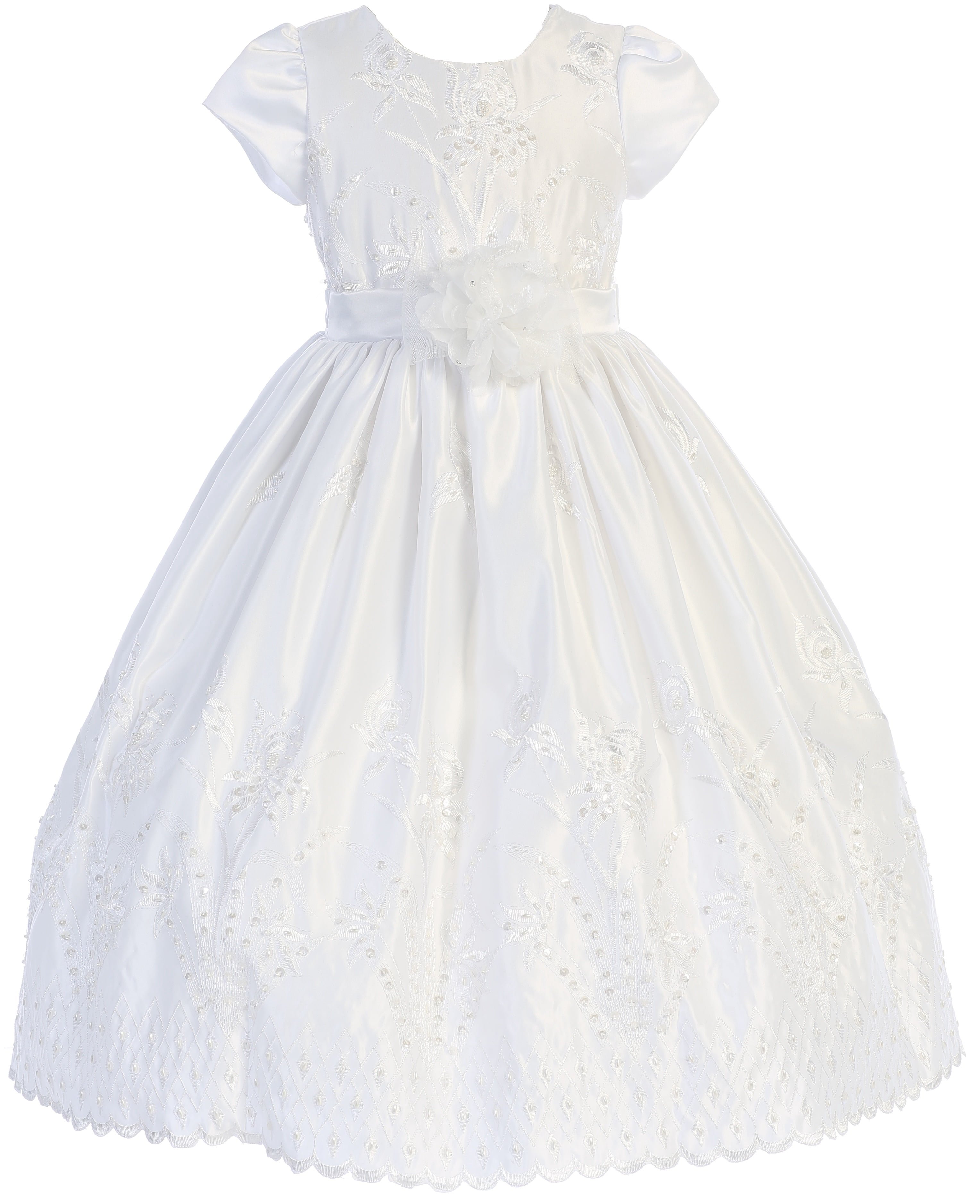 BNY First Communion Dress For Girls – Holy Communion Flower Girl Gown, Sizes 4-20, Satin & Mesh