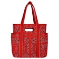 thumbnail image 3 of QEMAUUA Women's Americana Cut Out Tote Bag,Red Bandana Print Shoulder Tote Bag with Multiple Pockets,Large Capacity Casual Handbag for Daily Use, 3 of 10