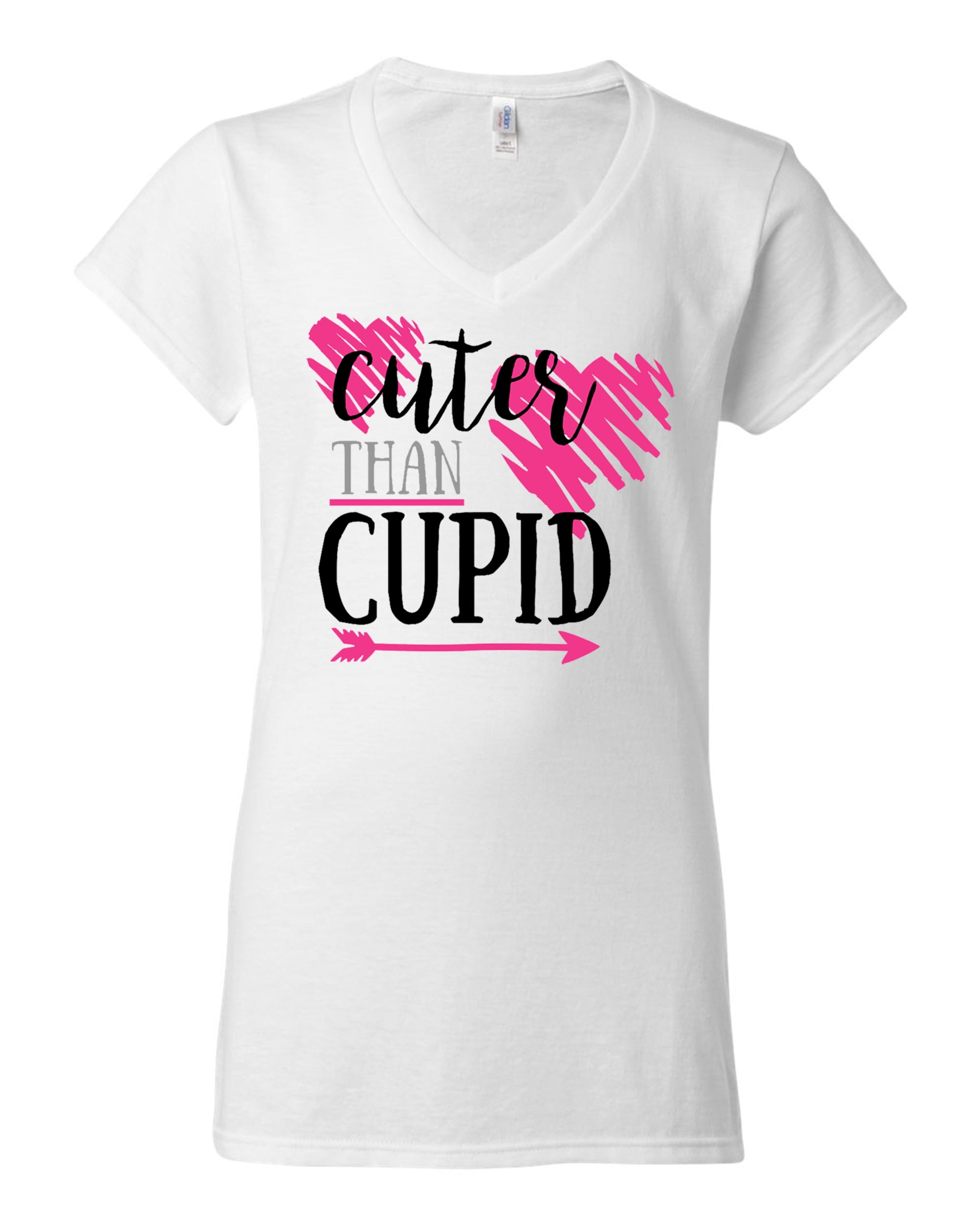 Cuter Than Cupid Valentine's Day Women's Vee Neck Shirt Sports Grey - Picture 10 of 12