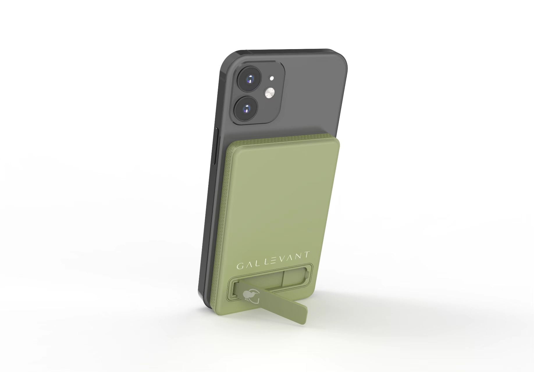 Gallevant 5000mAh Magnetic Wireless Power Bank: Compact, Stylish, Multi-Device Charging, with Built-in Kickstand and USB-C Port – Portable, Fast Charging for iPhone & Android, Olive