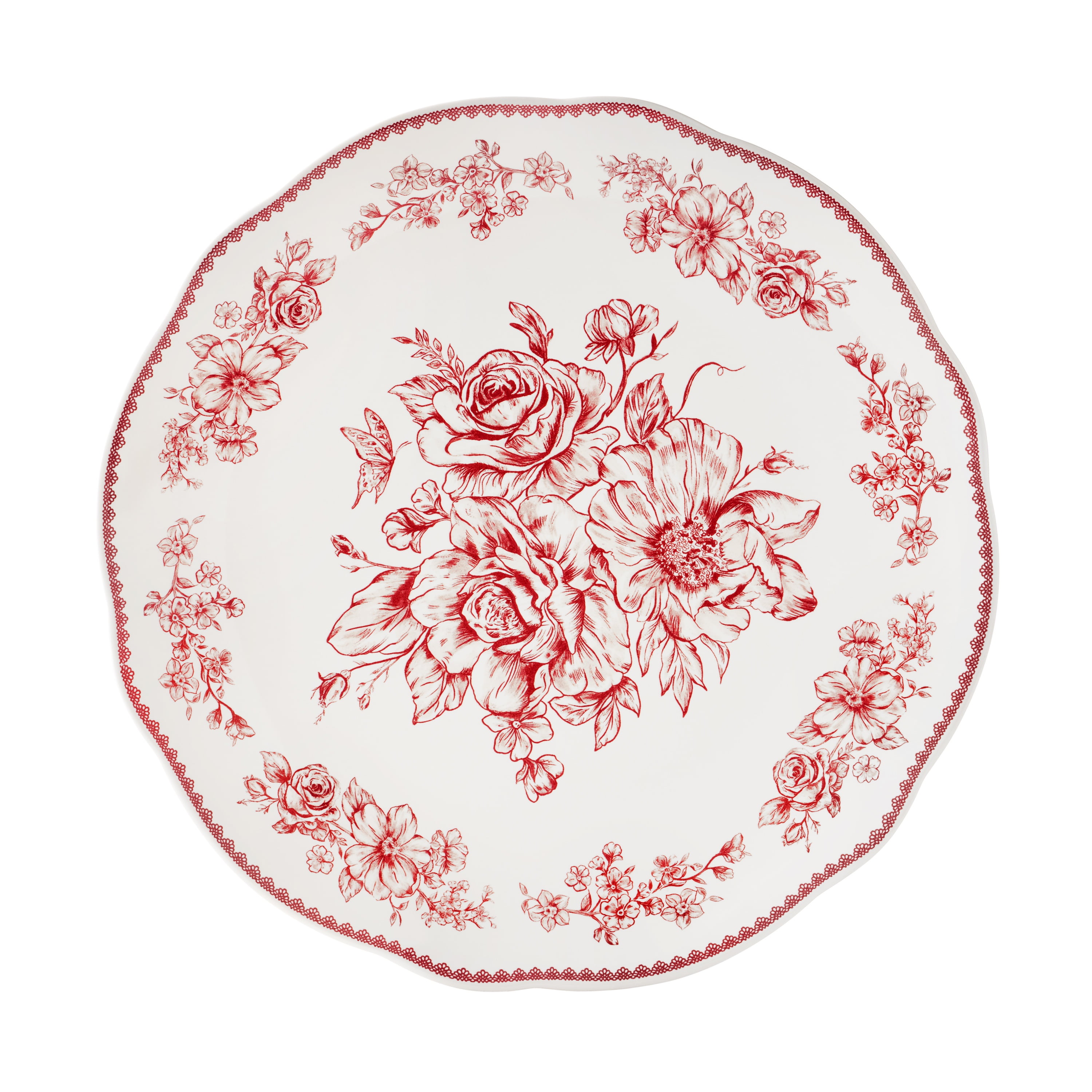 The Pioneer Woman Agatha 12-Piece Stoneware Dinnerware Set, Red