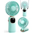 thumbnail image 1 of Ventilador de mano portátil, funciona con batería de 4000 mAh con pantalla LED, de mano/cuello/escritorio, ventilador pequeño personal 3 en 1, ventilador de escritorio plegable de 90° con base, 1 of 10