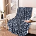 thumbnail image 2 of Dark Blue Christmas Snowflake Pattern Round Blanket,Comfortable Soft Flannel Throw Blanket,All Season,Warm Lightweight Blankets for Sofa Bed Couch Living Room Chair 60"x60", 2 of 5