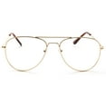 thumbnail image 3 of grinderPUNCH Retro Aviator Clear Lens Vintage Gold Metal Frame Glasses, 3 of 6