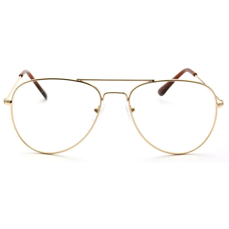 Large Clear Aviator glasses - Langston Gold by CEV Collection