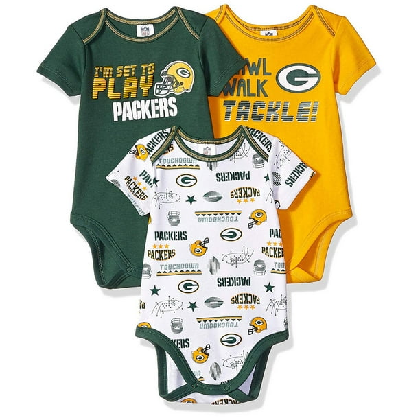 NFL NFL Green Bay Packers Baby Short Sleeve Bodysuits, 3pk Walmart