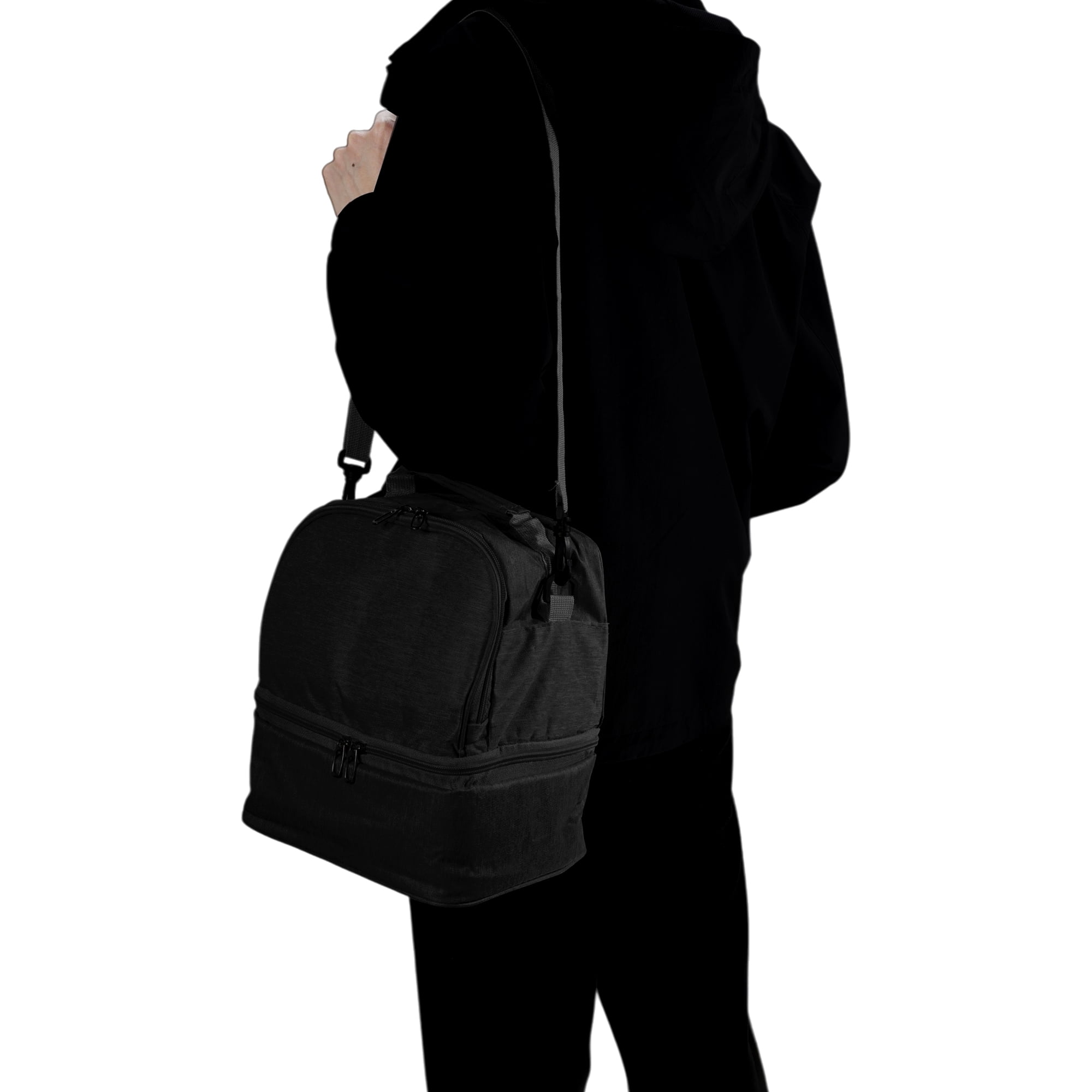 Unique Bargains Insulated Lunch Bag with Adjustable Shoulder Strap Black 410 oz