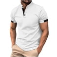 thumbnail image 1 of Birdeem Shirts for Men Mens Patchwork Fallow Button Round Neck Sports Short Sleeve Shirt, 1 of 1