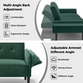 thumbnail image 2 of COPIAE 89" Futon Sofa Bed, Convertible Velvet Sleeper Sofa Tufted Futon Couch Bed with 2 Square Pillows, 2 Seater Loveseat with Adjustable Armrests Backrest for Apartment, Office, Green, 2 of 8