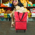 thumbnail image 1 of BRIGHTFUFU Foldable Shopping Trolley Red PVC Storage Bag For Traveling 1Pcs, 1 of 8