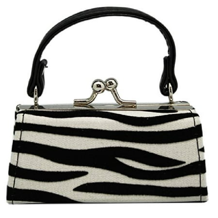 - Zebra Striped Mini Velvet/Fabric Cocktail Bag Coin Purse