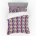 thumbnail image 2 of Abstract Duvet Cover Set, Repetitive Colorful Sketchy Geometric Art, Bedding Set with Shams and Fitted Sheet, 3 Sizes, by Ambesonne, 2 of 3