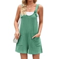 thumbnail image 1 of Aqestyerly Pantalon Femme Combinaison Courte à Manches Courtes avec Col Rabattu et Poches à Boutons – Polyvalente et Confortable pour Temps Chaud (Vert)/M, 1 of 9