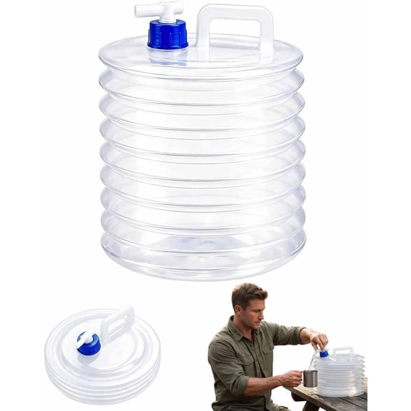 CCCHCY 3/5/10/15 L Collapsible Water Container with Spigot,Portable Foldable Water Jug for Camping, Hiking, RV, Emergency Storage, Leak-Proof Outdoor Water Bag with Handle